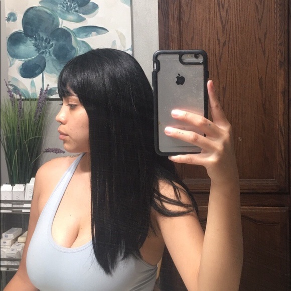 dark brown medium wig with bangs - Picture 2 of 4